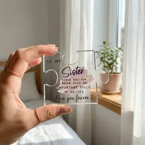 Sisters Acrylic Jigsaw Plaque 3.35×3.94in Custom Friendship Keepsake Assemblable  Puzzle Photography Prop Sentimental Gift for Sisters Best Friends Birthdays Weddings Thanksgiving Christmas