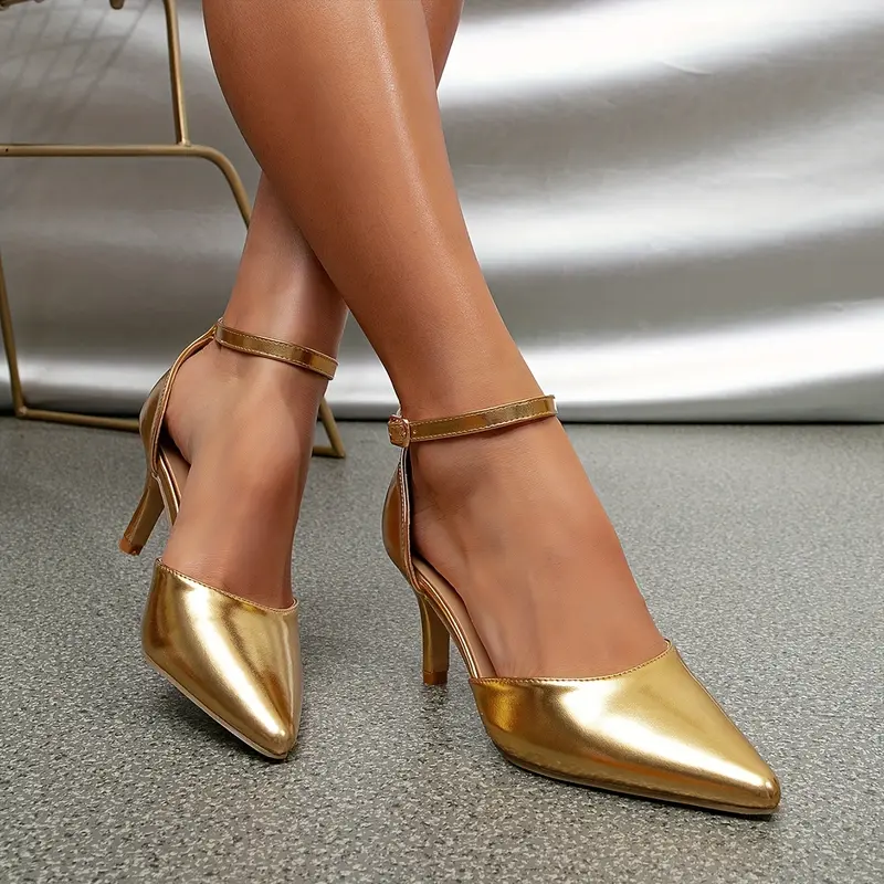 slim fit dress slacks Vintage Gold Metallic Pumps