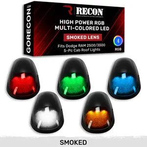 Dodge 2003-2018 RAM 2500/3500 5-Piece Ultra Bright RGB Multi-Colored LED Cab Roof Lights with Bluetooth App - Multiple Lens
