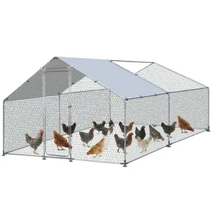NOVA Large Chicken Coop Galvanized Steel Walk-in Poultry Coop, Predator-Safe Cage with Wire Mesh & Chicken Wire Fence, Waterproof Anti-UV Cover, Houses 6-10 Birds for Farm, Outdoor Use, Chicken Coop Enclosure, Outdoor Chicken Cage