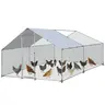 NOVA Large Galvanized Steel Outdoor Chicken Cage Walk-in Enclosure - 10x13 ft, 61 lbs, Predator-Safe Metal Frame, Chicken Wire Fence, Lockable Door, Waterproof PVC Anti-UV Rain Cover, 6-10 Bird Capacity, 15x Ground Stakes, Backyard Farm Use for Ducks