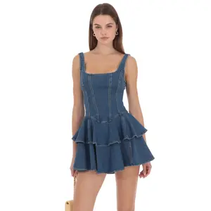 Lucy In The Sky Juliette Tiered Denim Mini Dress
