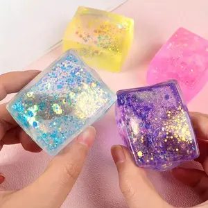 Soft Rebounding Ice Cube Shape Squeeze Toy, Stimulating Sensory Stress Reliever, Slow Rising Rectangular Squishy Cube for Home Relaxation or Present