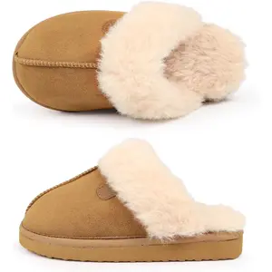 L-BN025   Boys Girls Memory Foam Slippers Faux Fur Lining Slip-on Clog Indoor Outdoor for Little Kid Big Kid