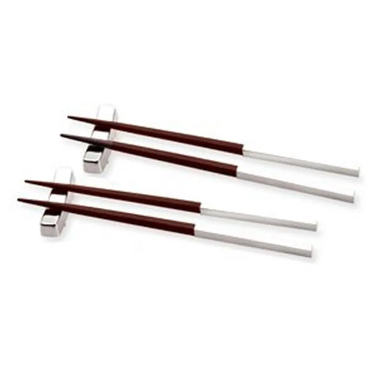 212 MAIN Chopsticks Cutlery Set, Sleekly Styled Honey Color with Stainless Steel, 2 Pairs with Rests for Camping, Hiking, and Light Outdoor