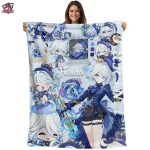 Genshin Impact Furina Complete Collage Throw - Vibrant Fontaine Thematic Aesthetic with Multi-Pose Art, Perfect for True Hydro Archon Fans 251110