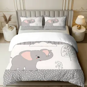 3PCS Duvet Cover Set, 1 Duvet+2 Pillowcases(Without filler), Elephant  Animal Cozy Nature Ikea Theme, Christmas bedding set, Comfortable Soft Suitable for decoration Bedroom Living Room Study Hotel.