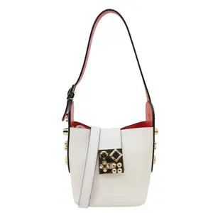 Pre-owned christian louboutin Leather Tote Bags Carasky Stud Mini Bucket White
