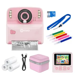 Contixo Instant Print Kids Camera, 26MP, 1080p, Games, MP3, 32GB Card, 3 Paper Rolls, Ages 3-12 toy camera