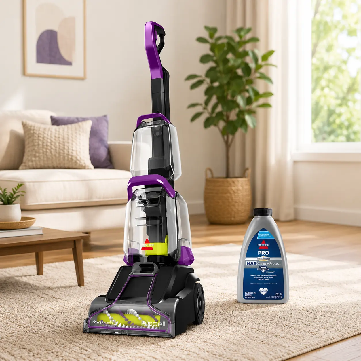BISSELL PowerForce PowerBrush Upright Deep Cleaner, for Carpet, Compact and Lightweight, Advanced Pro Max Clean + Protect Formula Included, 3938