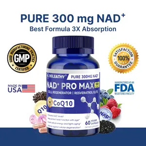 HIILEATHY NAD+ PRO MAX - 300 mg Pure NAD+ Supplement for Brain Health & Cellular Renewal with Resveratrol CoQ10 Formula Anti-Aging Energy Support Made in USA