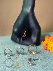 Stainless Steel Nose Ring, Unisex Fashion Ear Piercing Jewelry, Single Layer Dual Layer Design, Available in Multiple Sizes, Nose Rings Hoops