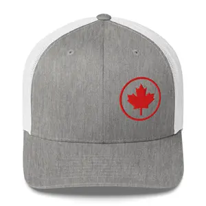 Vintage Inspired Embroidered Canada Maple Leaf Trucker Snapback Hat