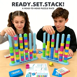 Color Classification Puzzle Game, Stack Sort Ring Matching Toy, Enhances Logical Thinking & Color Recognition, Family Interactive Board Game