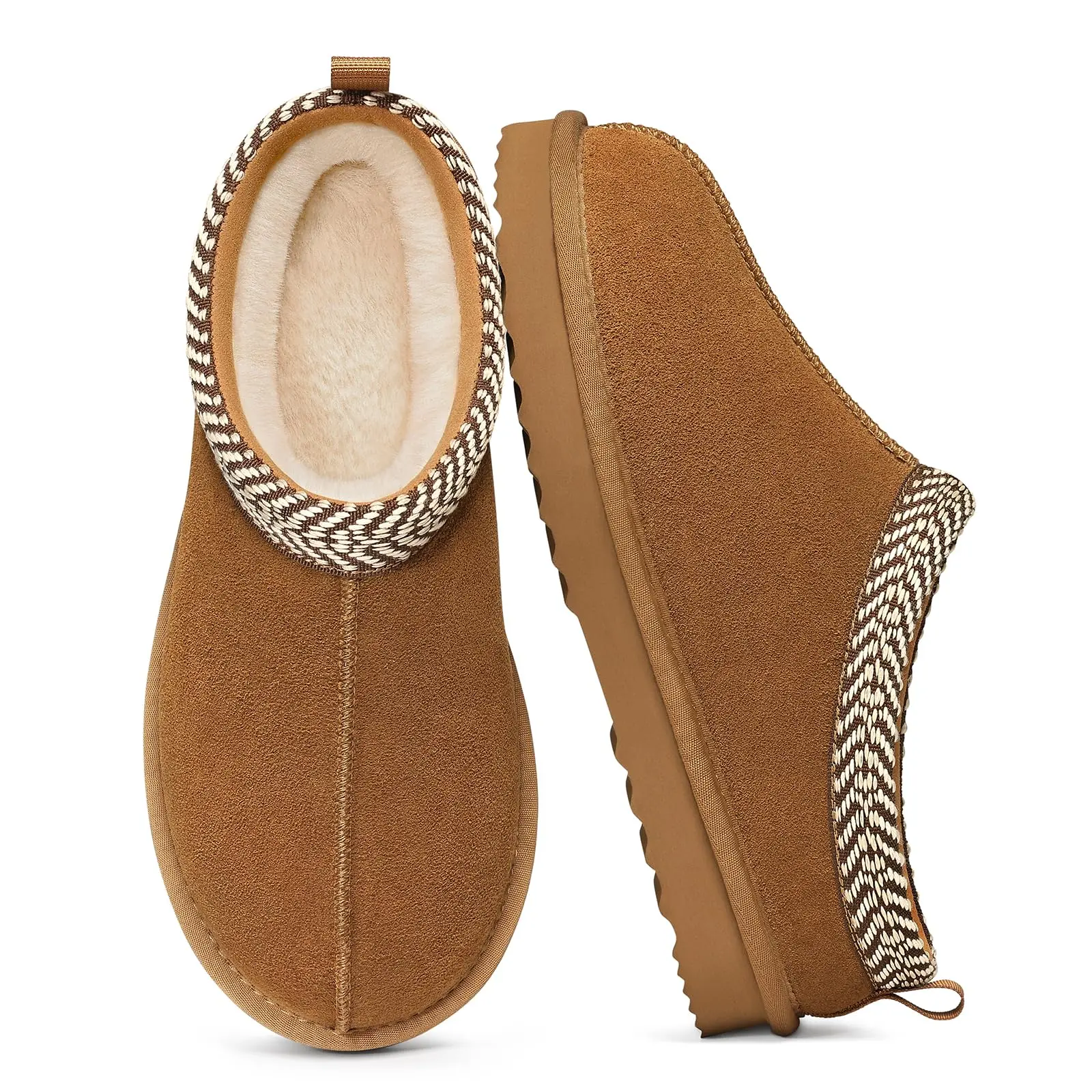 Eyriphy Genuine Suede Slippers for Women Fuzzy Memory Foam House Shoes Winter Warm Mini Boots Girl Walking Shoes Footwear Indoor and Outdoor,Comfy Slip On,Gifts For Women,back to school