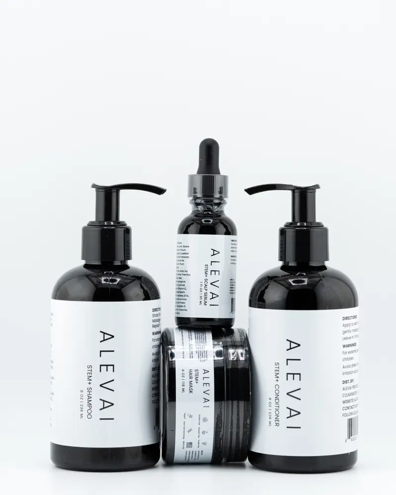 ALEVAI Total Stem Haircare Bundle – Advanced Stem Cell Formula for Hair Growth & Scalp Health | Serum, Mask, Conditioner & Shampoo