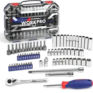 #SpringGlowUp WORKPRO 70-Piece 1/4" Drive Socket Set with Quick-Release Ratchet, Metric and SAE for Auto Repairing & Household