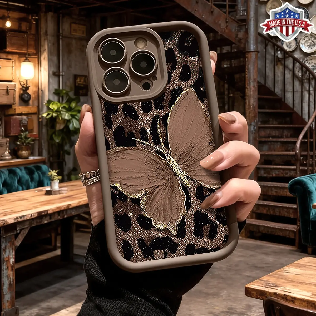 Stylish Leopard Print Butterfly Pattern Case for iPhone 17 16 15 14 Pro Max 13 12 11 XR XS Plus Air Slim Lightweight Shockproof Anti Drop Protective Durable TPU Cover,junk,promax