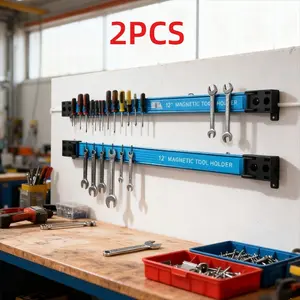 2pcs magnetic tool rack system with heavy-duty magnetic base and tool slot - heavy-duty garage, studio, home storage rack - tool organizer with magnetic suspension Construction Tool Organizer