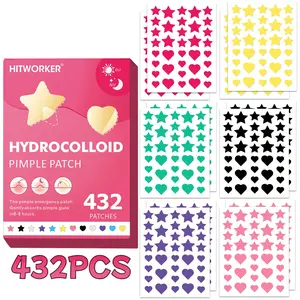 432 Counts Hydrocolloid Blemish Cover Patches, Colorful Star & Heart Design, Gentle Daily Skin Protection Stickers, Facial Patch for All Seasons, Hydrocolloid Acne Patches