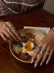 Ladies Ring Water Diamond Heart Shaped Five Pointed Star Meteor Opening Adjustable 8k Gold Plated Anti Allergy Designer Trendy And Versatile Stackable Rings Jewelry