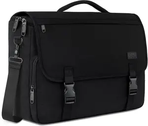 Men’s Messenger Bag for Laptop 15.6" – Water Resistant Lightweight Crossbody Briefcase, School, Work, Office & Travel Satchel with Adjustable Shoulder Strap – Black