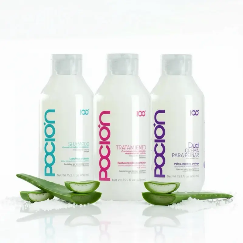 3-Pack La Pocion Haircare Kit - Nourishing Shampoo Cleanser, Restorative Treatment, Smooth Styling Cream   Shampoo, Tratamiento, Crema de peinar dual Conditioner Flawless