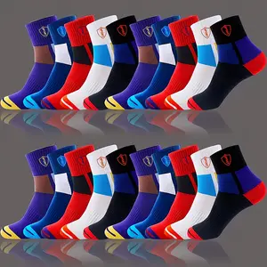 Unisex Fashion Color Block Crew Socks (5/10/20-Pair), Menswear Nylon Cartoon Socks, Breathable, Comfortable, Machine Washable, US Sizes 6-11, Suitable for Indoor & Outdoor Wear, All Seasons