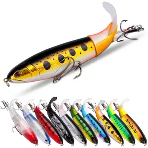XH-A003-A Pencil Fishing Lure with Propeller Tail 35g 14cm Topwater Bait Kit for Freshwater & Saltwater 10pcs Set