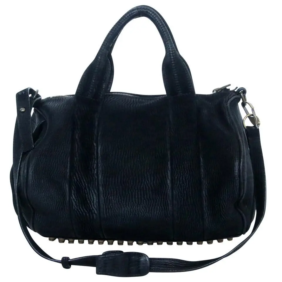 The Alexander Wang Duffle Pebbled Rocco Stud-bottom Black Leather