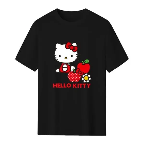 Sanrio Hello Kitty T Shirt Cotton Oversized Streetwear Crewneck Shortsleeve Bow Graphic Tee Summer