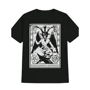 Men's Casual Graphic T-Shirt - Black Magic Symbol Print and Mysterious Creature Design, Crew Neck Short Sleeve Summer Top, Machine Washable Regular Fit