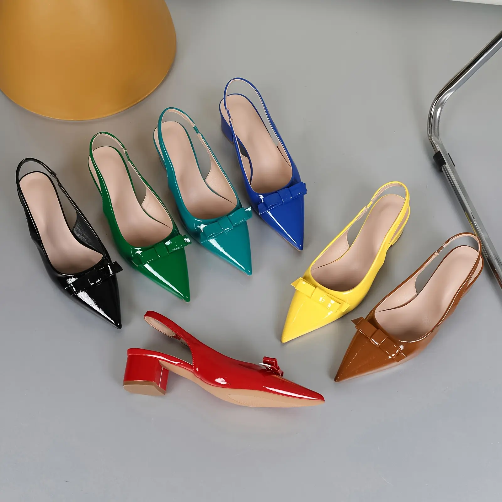 Women's High Heel Pumps, Casual Sweet Pointed Toe Slingback Shoes with Bow, Versatile Solid PU Upper Footwear for Parties & Evening Wear, Sandal
