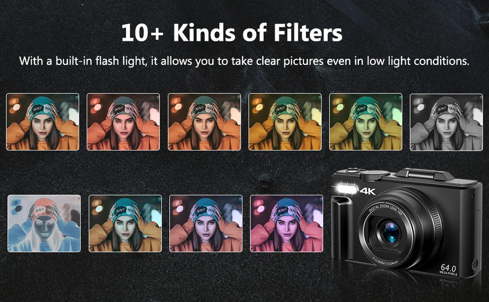 Lmzour 4K 64MP Digital Camera for TikTok  | 180° Flip Screen Vlogging Camera for YouTube & Selfies | 18X Zoom Point & Shoot | Beginner Friendly Compact Camera with 32GB SD Card (Black)