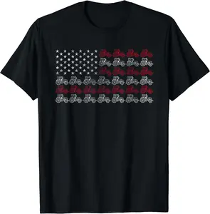 Tractor American Flag Farmer T-Shirt, Size S-3XL
