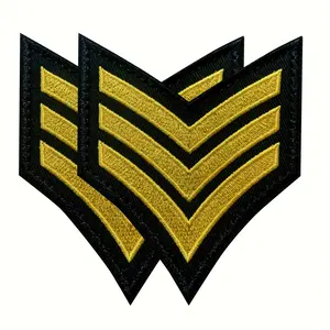 Tactical Badge Set, 2pcs Three Bar Design, Hook & Loop Fastening, Embroidered Patches for Uniforms, Durable Military Style Accessories