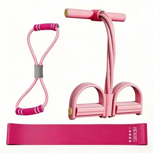 Combo Fitness Device Resistance Bands, 3-in-1 Portable Exercise Station Set with Figure 8 Tube, Pedal Puller & Fabric Glute Band for Home Workouts, Glute Growth