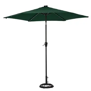 Living Accents UMS90BKOBD-01 9 ft. Green Solar Market Umbrella