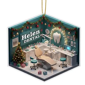 Personalized Dental Clinic Christmas 2025 Acrylic Ornament, Custom Name Dentist Hygienist Funny Dental Keepsake Holiday Tree Decoration