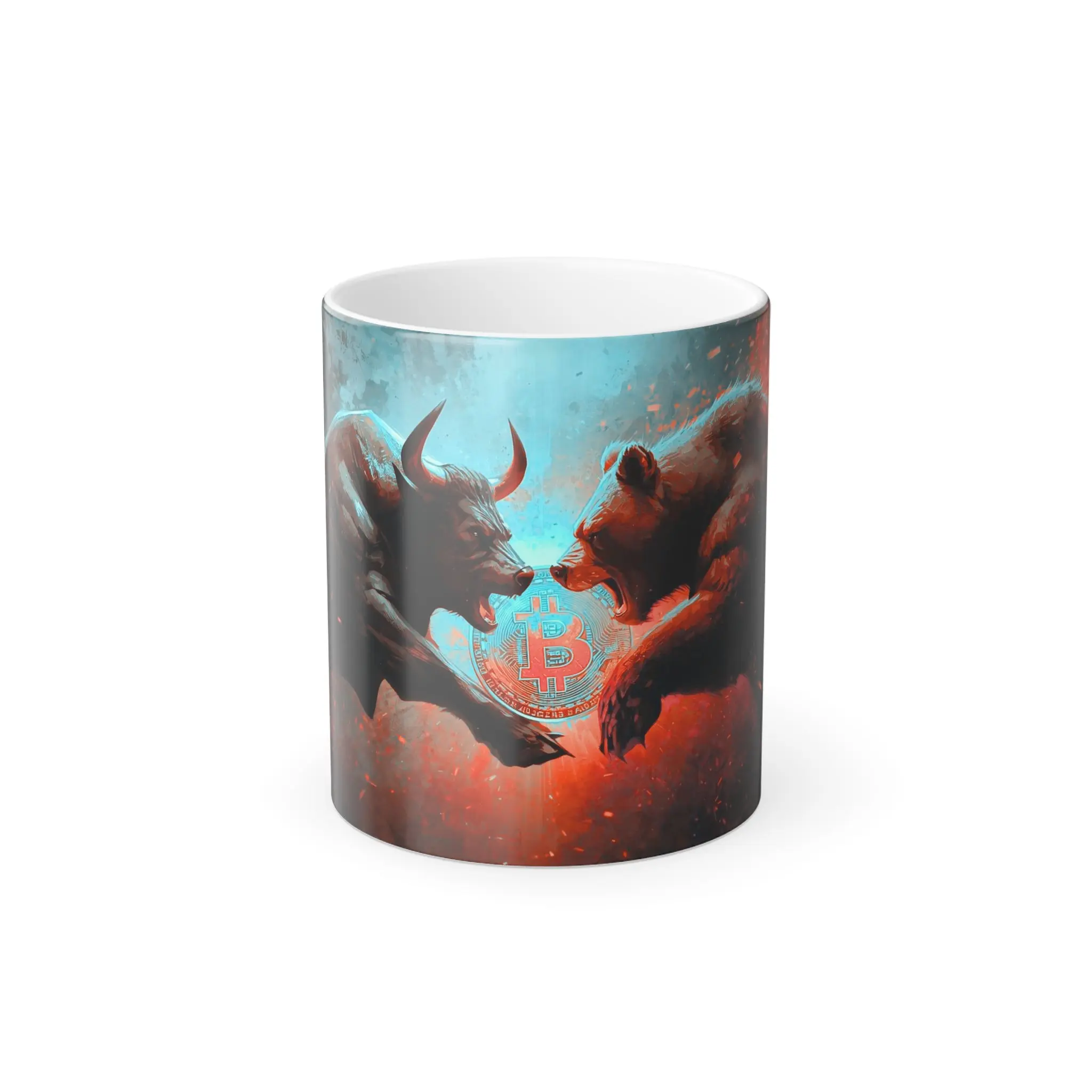 Color-Changing Crypto Mug — Bull vs Bear Bitcoin Design (11oz)