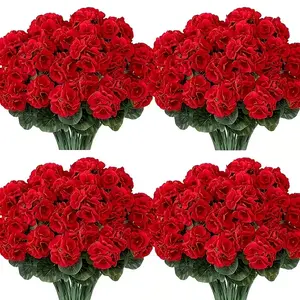 4pcs Outdoor Artificial Rose Bouquet, Luxurious Fake Roses, UV Resistant Silk Flowers, Rose Bush for Garden, Patio, Table Decor
