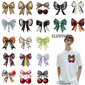 36Pcs Bowknot Heat Transfer Vinyl HTV for Tshirt Iron on Transfers with Gold Foil Chest Logo DIY Decorations