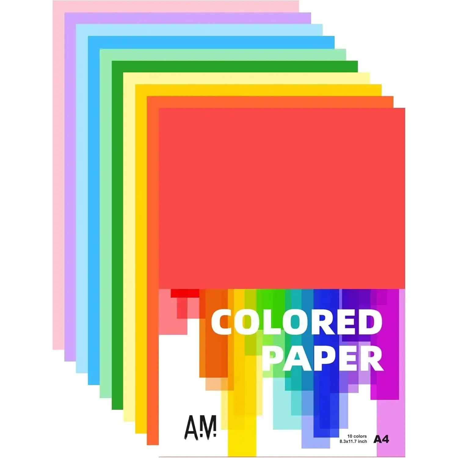 Assorted Bright Hues Heavyweight Sulphite Fiber Fade-Resistant A4 Construction Paper, 100-Count Bulk Office Stationery for Kids’ Preschool & Elementary Classroom Arts, Painting, Coloring, Crafts