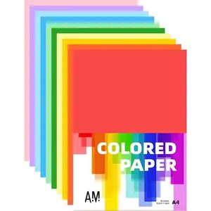 Assorted Colors Bulk for Kids School Supplies A4 Copy Paper Construction Paper Preschool Classroom Supplies Elementary Great for Arts Painting Coloring Drawing Crafts (100)