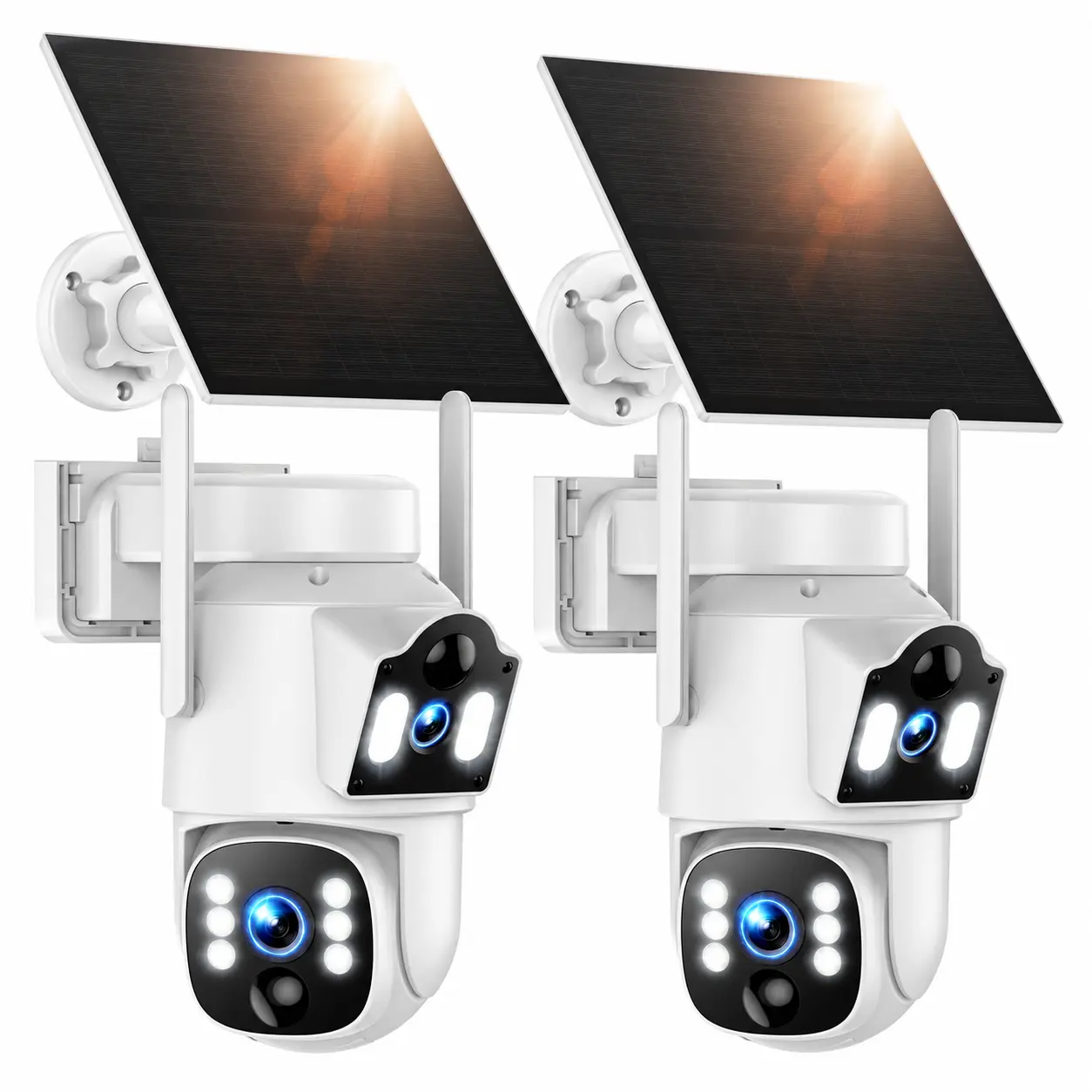 VOOPEAK 4G LTE Cellular Security Camera 2 Pack, Dual Lens 360° PTZ Auto Tracking Solar Camera Outdoor Wireless with SIM Card,2K HD Color Night Vision, IP66 Waterproof, 2-Way Audio,No WiFi Needed (Subscription required)