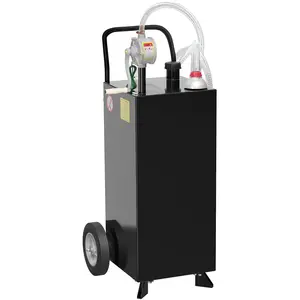 GARVEE 30 Gallon Fuel Caddy with Pump - Durable Gasoline and Diesel Transfer Tank for Cars, Lawn Mowers, ATVs, Boats, and More - Black Fuel Storage Container