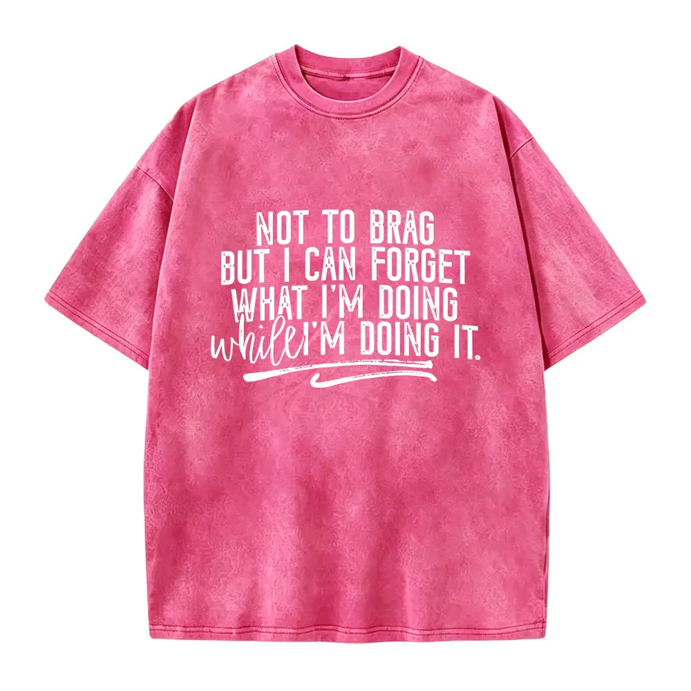 Men's Short-Sleeve Soft Smooth Round Neck Casual Cotton Seamless T-Shirt Top - Funny ADHD Sarcastic Neurodivergent Humor "Not To Brag But I Can Forget What I’m Doing" Graphic Tee