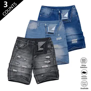Clean Gent 3-Pack Men’s Basic Washed Straight-Leg Denim Shorts — casual, versatile, and comfortable. Men’s bottoms suitable for everyday wear across all seasons, featuring a regular straight fit.