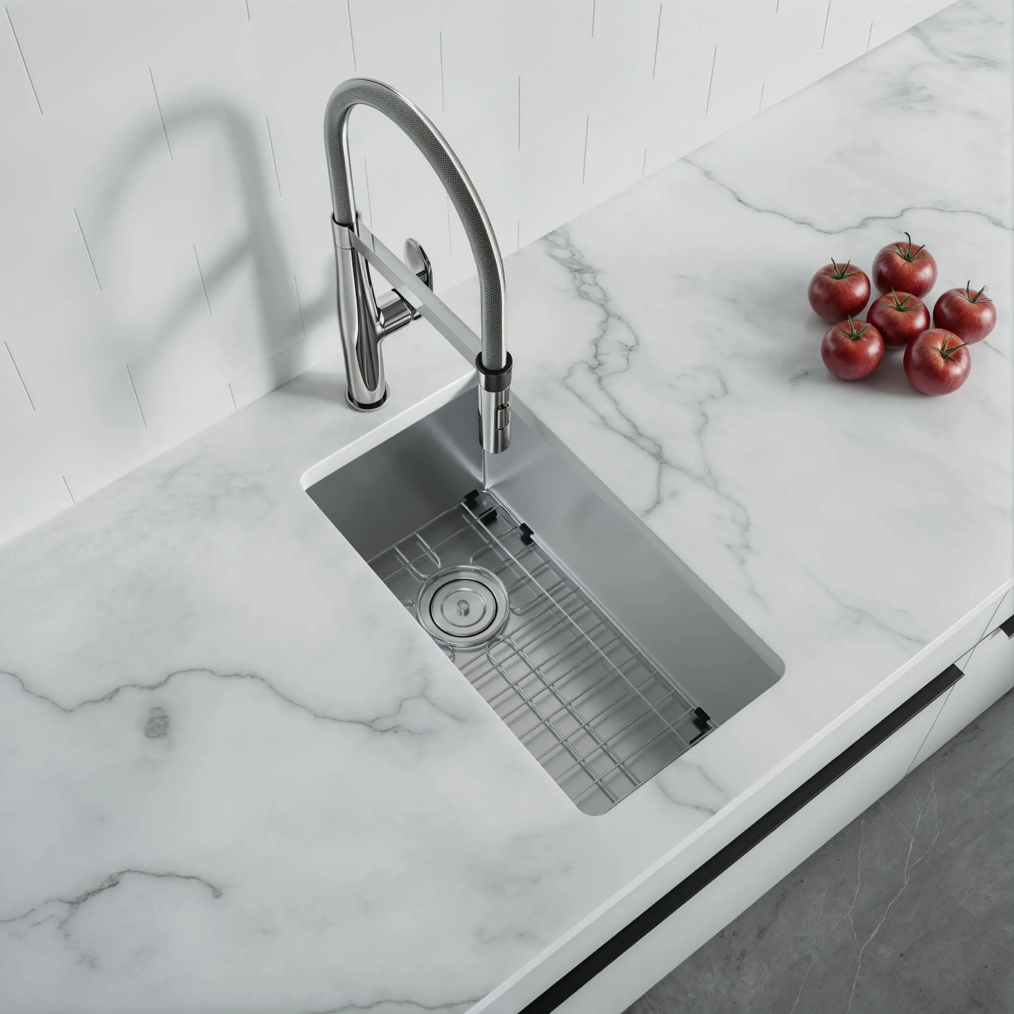 Dowell 11" L x 20" W Handcrafted Undermount Kitchen Sink 18 Gauge Stainless Steel 8" Depth Single Bowl With Strainer