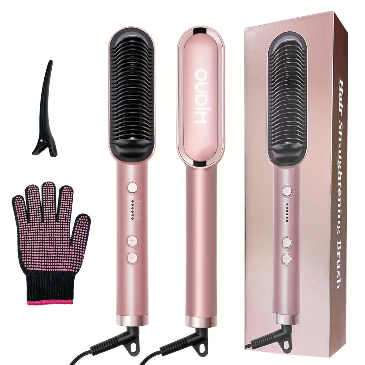 Straightening Comb And Curling Iron Set, Hair Curler, Hair Straightening Brush Flat Iron for Women, Anti-Scald, Quick, Precise Temperature Control, Auto Shuts Off, Suitable for Home, Office And Travel, Gifts for Birthday, Wow Hair Products